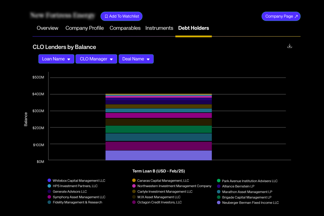 Credit Cloud Pipeline CLO Holders by Balance
