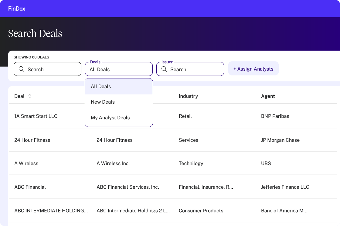 FinDox Search Deals