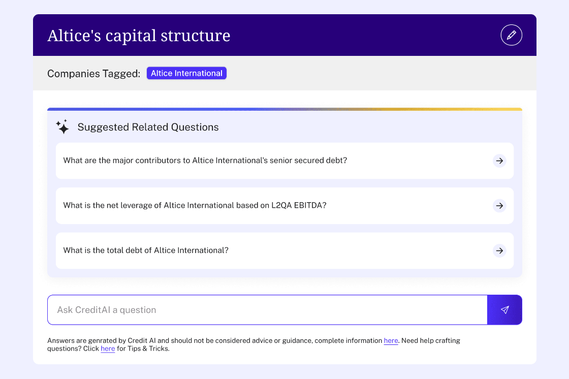 Enhanced clarity and context Connect the dots faster. Utilize features including source attribution, related query suggestions and history management to enhance your comprehension and credit research.